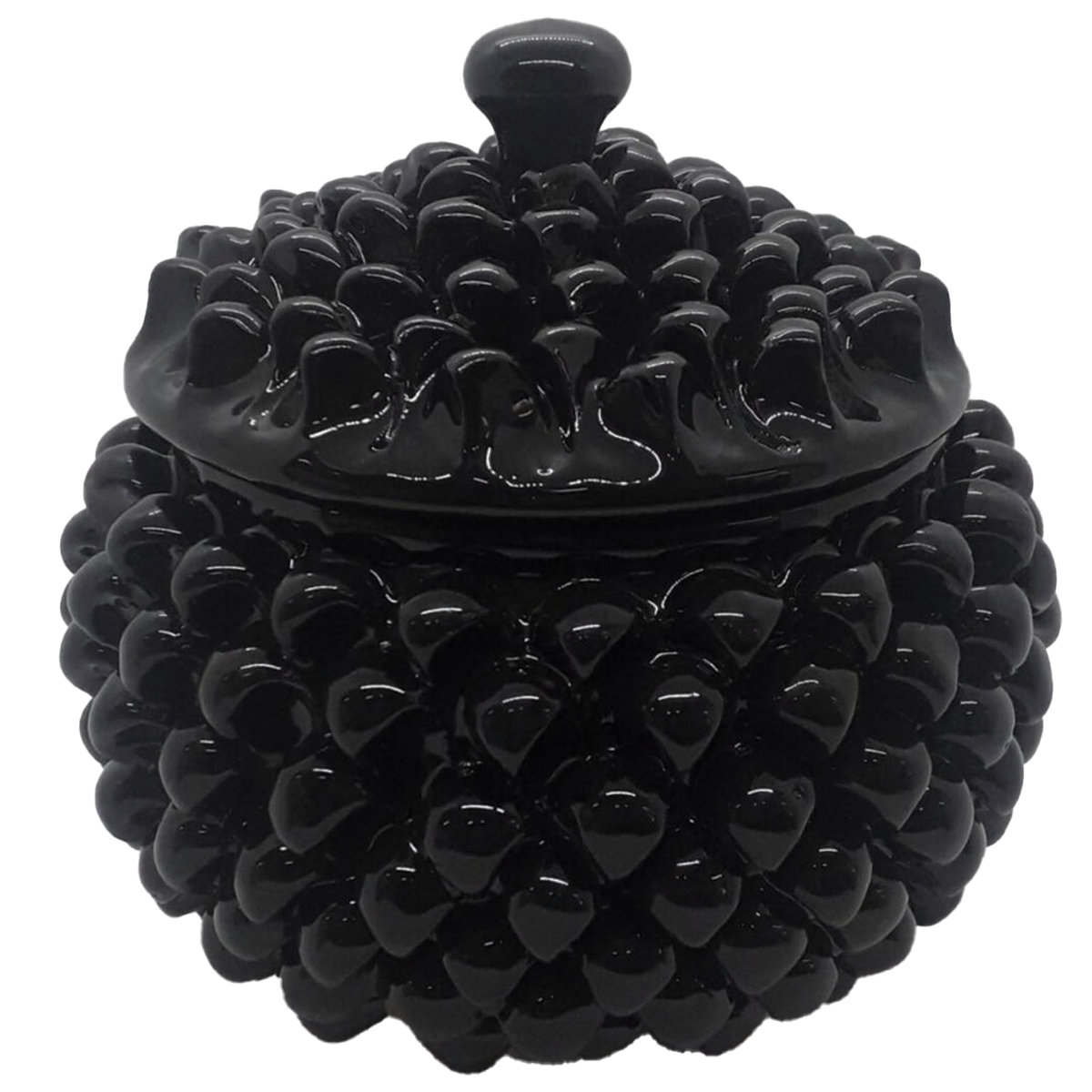 biscottiera pigna nera in ceramica