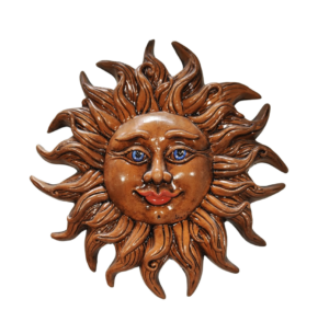 Sole da parete in ceramica siciliana nei toni del marrone decorato a mano a Bronte