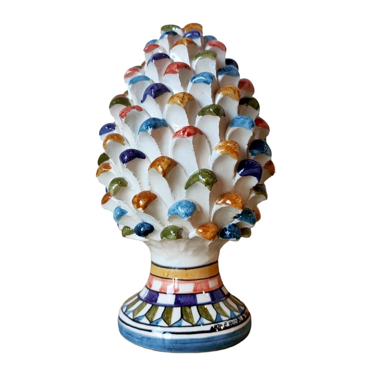 Pigna in Ceramica Multicolore Modellata e Decorata a Mano