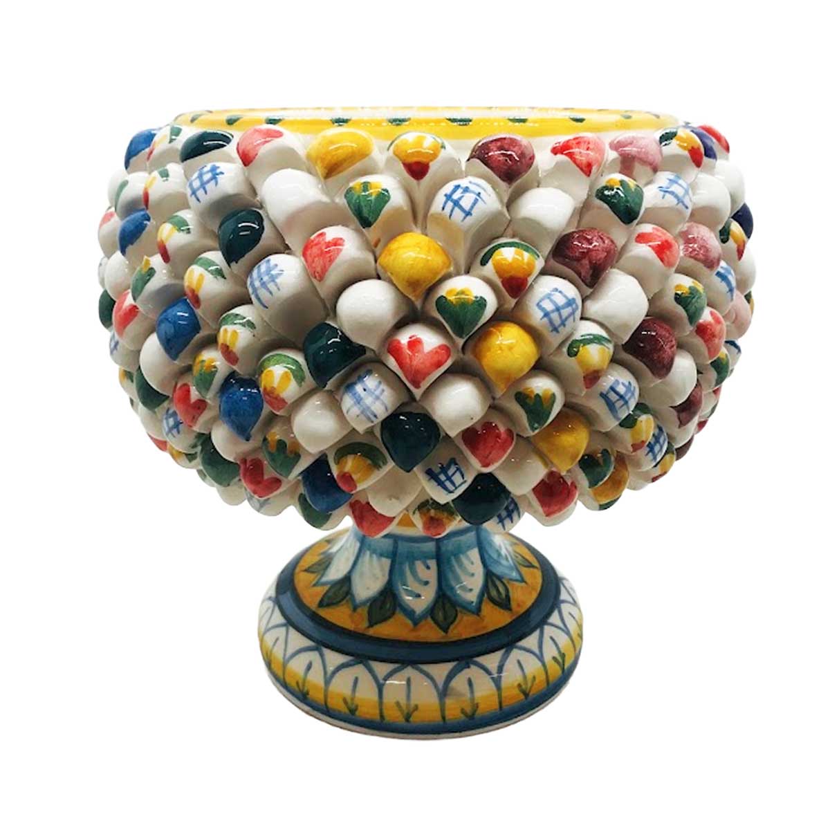 Portapianta Pigna in Ceramica Multicolore Modellato e Decorato a Mano