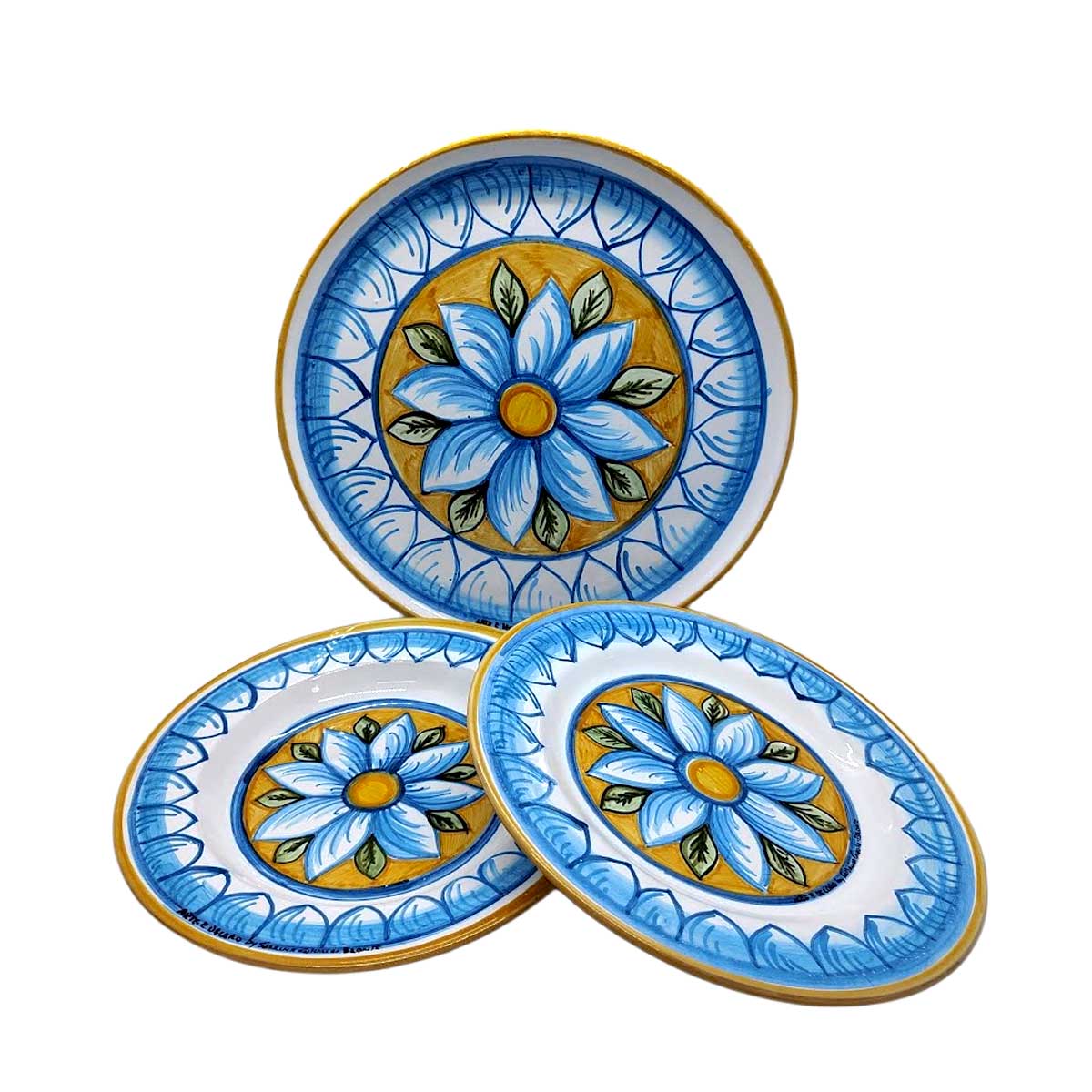 servizio piatti 18 pezzi in ceramica decorato a mano - Arte & Decoro Bronte