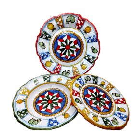 servizio piatti 18 pezzi smerlato in ceramica decorato a mano - Arte & Decoro Bronte